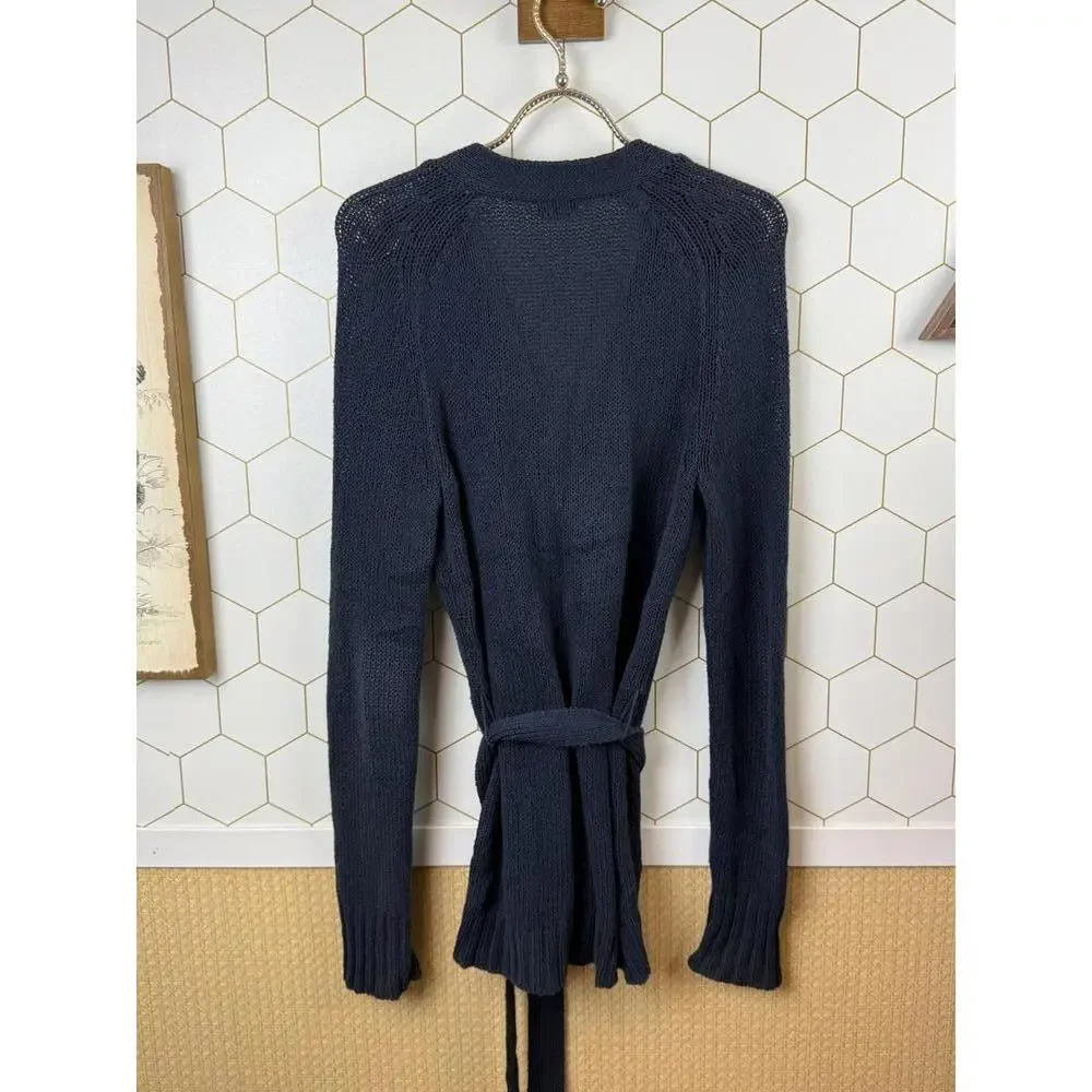 J.Crew Navy 100% Cotton Ribbed Wooden Button Cardigan - Size - Small